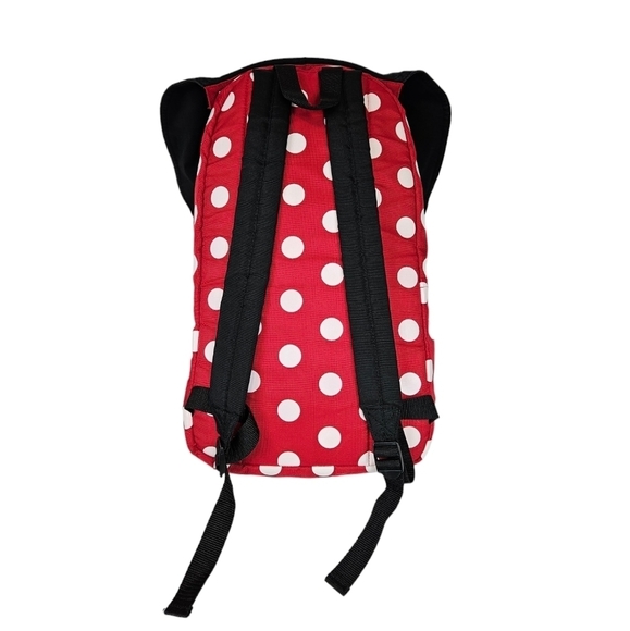 Disney Red & White Polka Dot Minnie Mouse Hooded Backpack Women's Bag - Picture 4 of 12